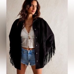 Free People Fringe Out Vegan Suede Jacket, Size S